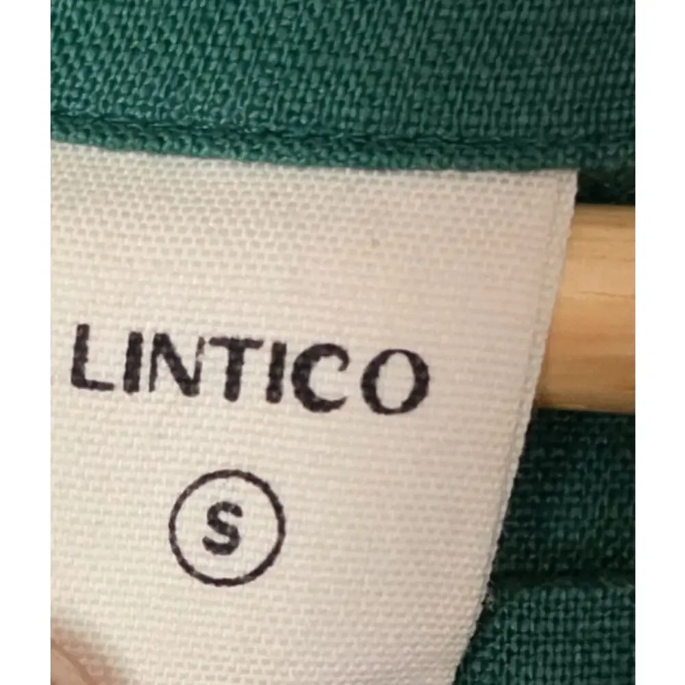 Lintico Women's Bateau Neck Pleated 100 % Linen Green Maxi Dress Small A-Line - Picture 5 of 7